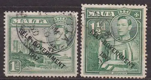 Malta, Mi-Nr. 201 + 227 gest., Einheimische Darstellungen