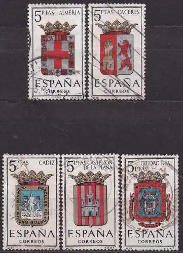 Spanien, Mi-Nr. 1317, 1370, 1371, 1373 + 1376 gest., Wappen der Provinzen