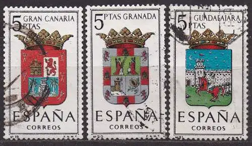 Spanien, Mi-Nr. 1408, 1409 + 1410 gest., Wappen der Provinzen