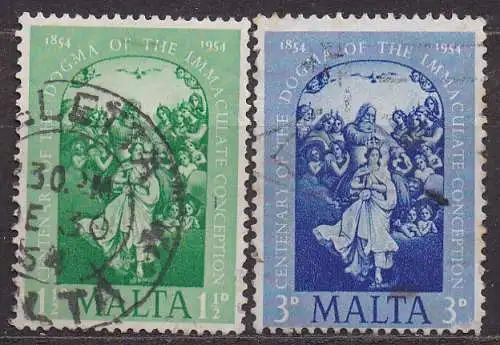 Malta, Mi-Nr. 234 + 235 gest., 100 Jahre Dogma der unbefleckten Empfängnis