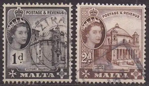 Malta, Mi-Nr. 239 + 241 gest., Landesansichten