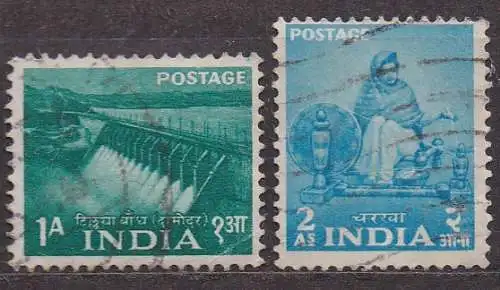 Indien, Mi-Nr. 241 + 242 gest., Landwirtschaft u. Industrie