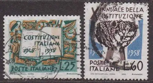Italien, Mi-Nr. 1007 + 1008 gest., 10 Jahre Verfassung