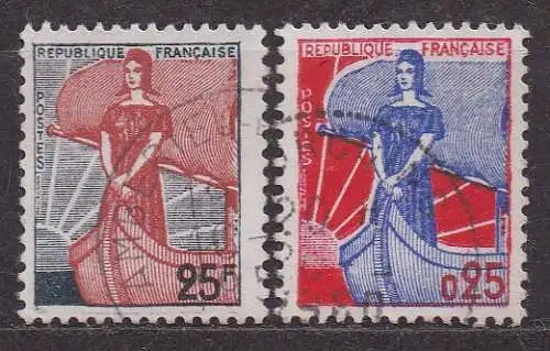 Frankreich, Mi-Nr. 1259 + 1278 gest., Marianne im Boot