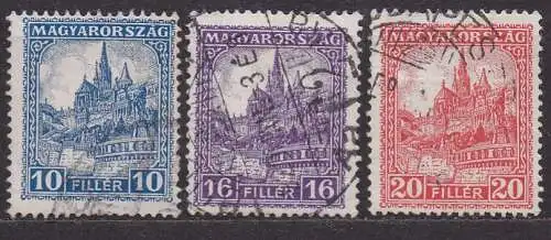Ungarn, Mi-Nr. 447 B, 448 B + 449 B gest., Fischerbastei