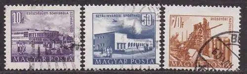 Ungarn, Mi-Nr. 1348 - 1350 gest., kompl., Bauten des Fünfjahresplanes