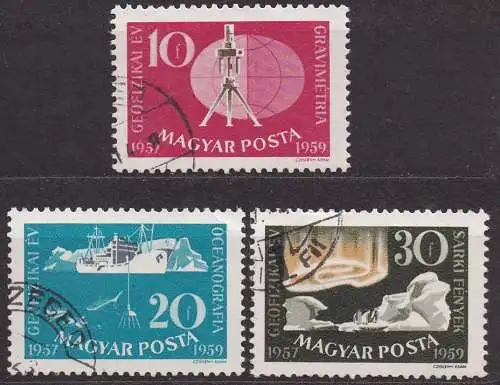 Ungarn, Mi-Nr. 1571, 1572 + 1573 gest., Intern. Geophysikalisches Jahr