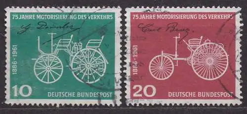 BRD, Mi-Nr. 363 - 364 gest., kompl., 75 Jahre Motorisierung des Verkehrs