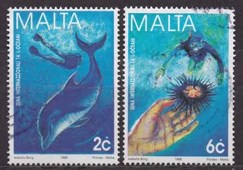 Malta, Mi-Nr. 1043 + 1044 gest., Jahr des Ozeans