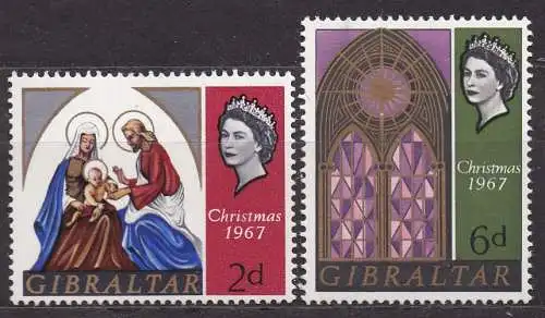 Gibraltar, Mi-Nr. 205 - 206 **, kompl., Weihnachten 1967