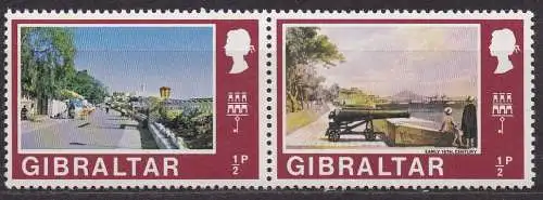 Gibraltar, Mi-Nr. 244 Y + 245 Y **, Zusammendruck, Ansichten aus Gibraltar