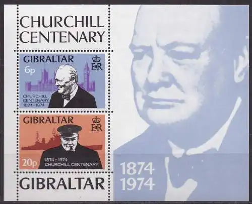 Gibraltar, Block Mi-Nr. 1 **, 100. Geburtstag von Winston Churchill