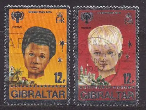 Gibraltar, Mi-Nr. 397 + 400 gest., Internationales Jahr des Kindes