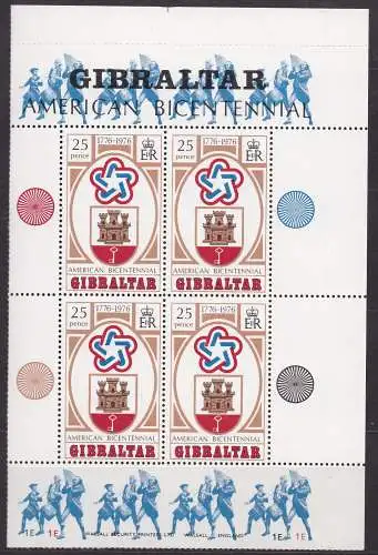 Gibraltar, Block Mi-Nr. 2 **, 200 Jahre Unabhängigkeit der USA