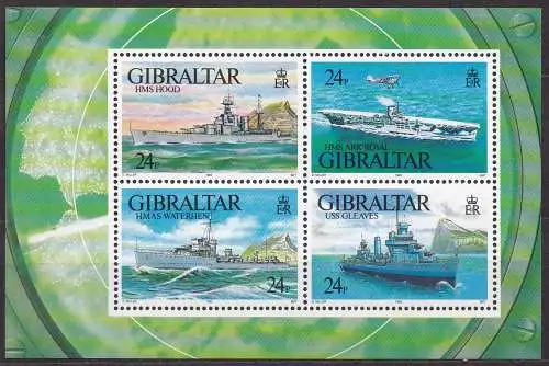 Gibraltar, Block Mi-Nr. 18 **, Kriegsschiffe im II. Weltkrieg
