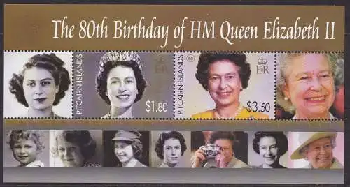 Picairn, Block Mi-Nr. 42 **, 80. Geburtstag von Königin Elisabeth II.