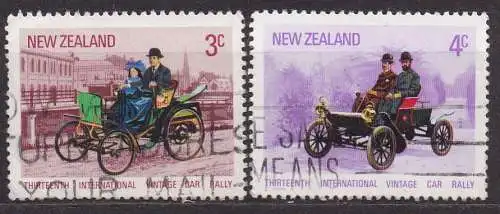 Neuseeland, Mi-Nr. 573 + 574 gest., 13. Internationales Oldtimer-Rennen in Neuseeland