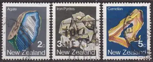Neuseeland, Mi-Nr. 856 A, 857 A + 859 A gest., Mineralien