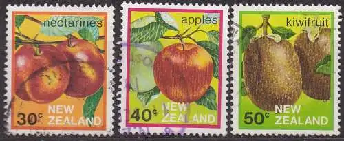 Neuseeland, Mi-Nr. 886, 887 + 888 gest., Früchte