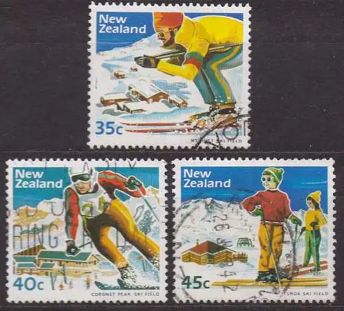Neuseeland, Mi-Nr. 897, 898 + 899 gest., Wintersport