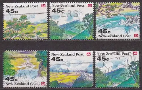 Neuseeland, Mi-Nr. 1244 A, 1248 A, 1249 A, 1252 A, 1246 D + 1248 D gest., Landschaft