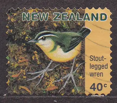 Neuseeland, Mi-Nr. 1564 gest., Ausgestorbene Vögel: Großfuß-Zaunkönig