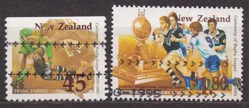 Neuseeland, Mi-Nr. 1430 + 1434 gest., 100 Jahre Rugbyverband