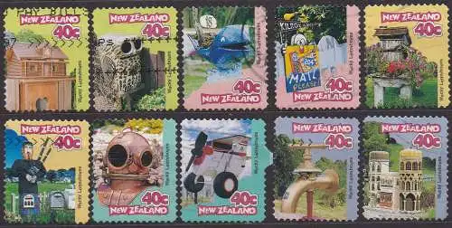 Neuseeland, Mi-Nr. 1590 - 1599 gest., kompl., Ausgefallene Briefkästen