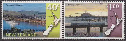 Neuseeland, Mi-Nr. 1614 + 1619 gest., Panorama-Eisenbahnstrecken