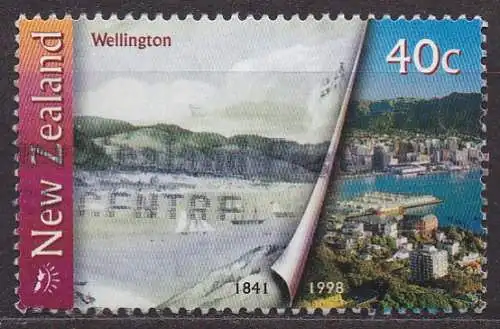 Neuseeland, Mi-Nr. 1729 gest., Stadtansicht Wellington früher und heute