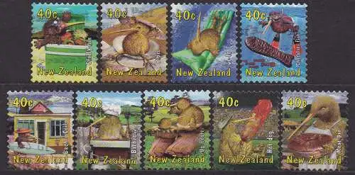 Neuseeland, Mi-Nr. 1826, 1827, 1828, 1829, 1830, 1831, 1832, 1834 + 1835 gest., "Kiwiana" - neuseeländische Produkte