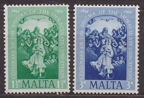 Malta, Mi-Nr. 234 + 235 *, 100 Jahre Dogma der unbefleckten Empfängnis