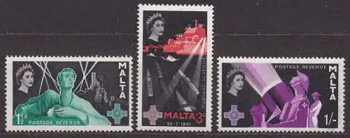 Malta, Mi-Nr. 260 - 262 *, kompl., 16. Jahrestag der Georgskreuzverleihung
