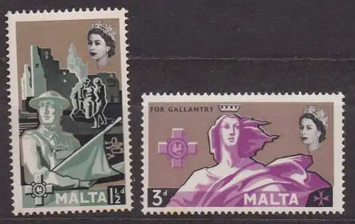 Malta, Mi-Nr. 263 + 264 *, 17. Jahrestag der Georgskreuzverleihung