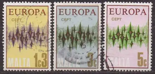 Malta, Mi-Nr. 450, 451 + 452 gest., Europa 1972