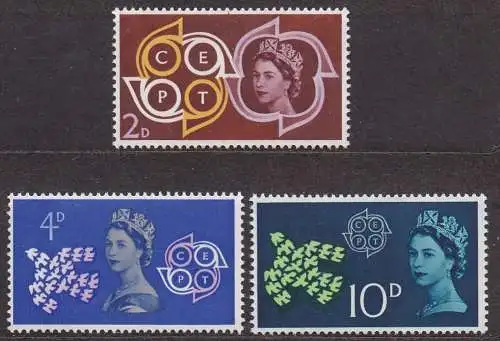 Großbritannien, Mi-Nr. 346 - 348 **, kompl., Europa CEPT 1961
