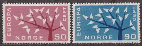 Norwegen, Mi-Nr. 476 - 477 **, kompl., Europa CEPT 1962
