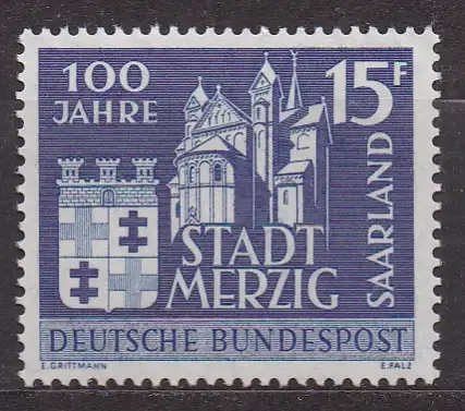 Saarland, Mi-Nr. 401 **, 100 Jahre Stadt Merzig