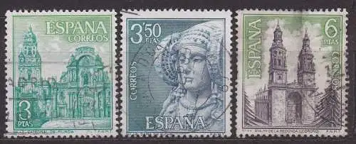Spanien, Mi-Nr. 1826, 1827 + 1828 gest., Sehenswürdigkeiten