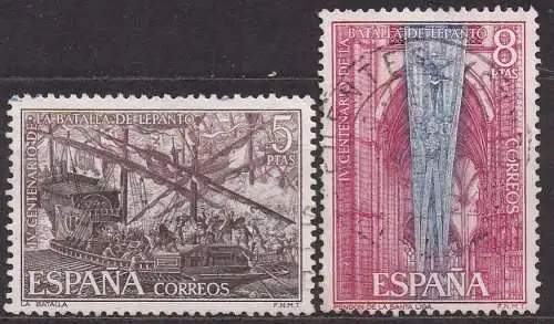Spanien, Mi-Nr. 1951 + 1952 gest., 400. Jahrestag der Seeschlacht von Lepanto