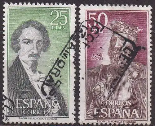 Spanien, Mi-Nr. 1967 + 1968 gest., Persönlichkeiten