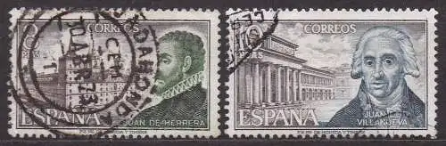 Spanien, Mi-Nr. 2012 + 2013 gest., Baumeister