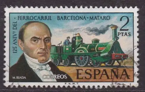 Spanien, Mi-Nr. 2068 gest., 125 Jahre Eisenbahnstrecke Barcelona-Motaro