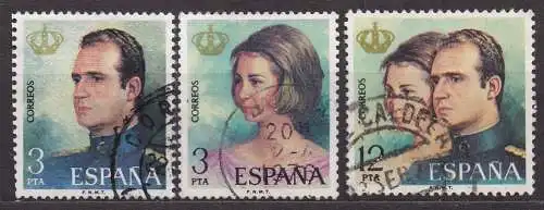 Spanien, Mi-Nr. 2195, 2196 + 2198 gest., Proklamation von Juan Carlos I. zum König