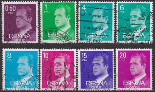 Spanien, Mi-Nr. 2280 x, 2281 x, 2282 x, 2305 x, 2306 x, 2307 x, 2308 x + 2309 x gest., König Juan Carlos I.