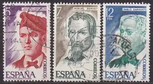 Spanien, Mi-Nr. 2284, 2285 + 2286 gest., Persönlichkeiten