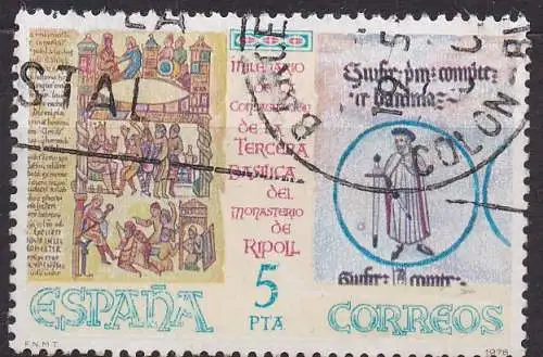 Spanien, Mi-Nr. 2398 gest., 1000. Jahrestag der Einweihung der 3. Basilika des Benediktinerklosters St. Maria de Ripoli