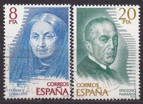 Spanien, Mi-Nr. 2405 + 2407 gest., Dichter und Schriftsteller