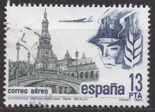 Spanien, Mi-Nr. 2524 gest., Flugpostmarken: Plaza de Espana, Sevilla