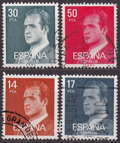 Spanien, Mi-Nr. 2490 y, 2513 y, 2538 y +2659 y gest., König Juan Carlos I.